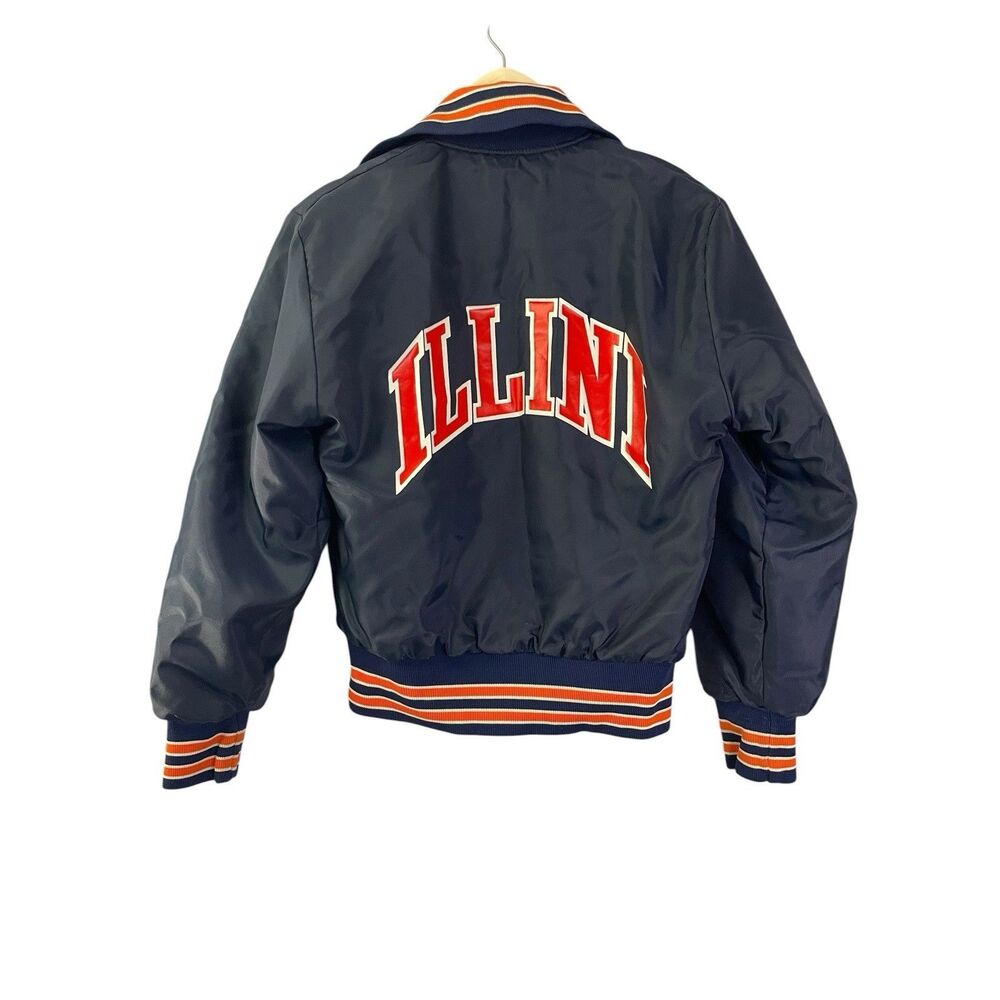 Vintage 80s Illinois Fighting Illini Jacket Full Zip Blue Youth L - U of I - USA - Picture 14 of 14